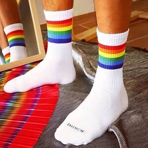 Pride Rainbow Unisex Crew Athletic Socks -Q